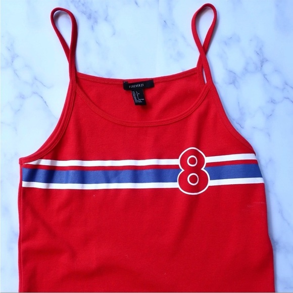 Forever 21 Red Tank Top with Stripes - Picture 2 of 5